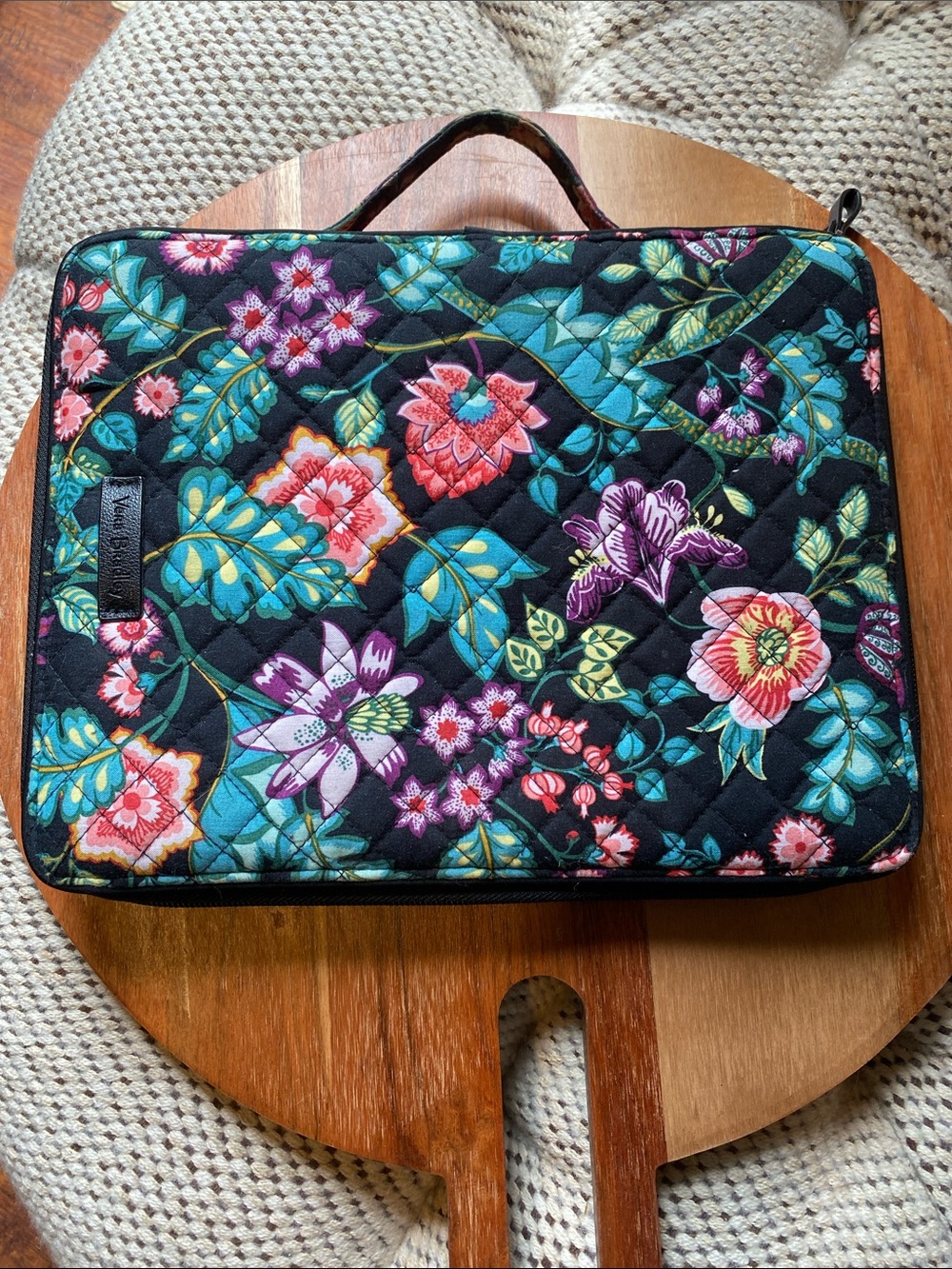 Vera Bradley Black Floral Quilted Laptop Sleeve